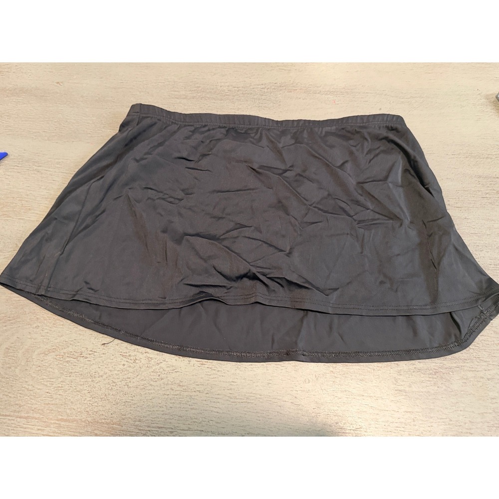 Silhouette Solution Black Swim Skirt with Built-in Brief Size 12 High Low Hem